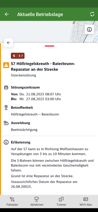Grund für die Langsamfahrt